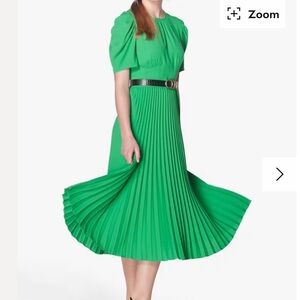 L.K.Bennett Avalon Crepe Pleated Dress, Bright Green Size 4